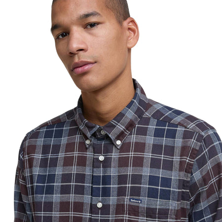 BARBOUR camicia barbour fortrose tailored shirt - tartan midnight da uomo