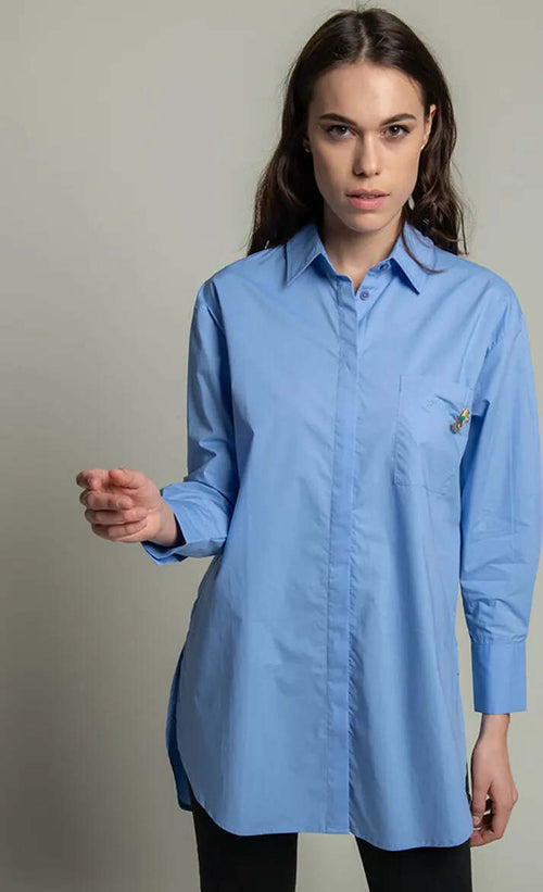 Camicia Donna Over Size Camicia Boyfriend Maniche Lunghe Tinta Unita Fashion Spacco Laterale Polsini Alti Chiusura Bottoni Tasca Moda/Donna/Abbigliamento/T-shirt top e bluse/Bluse e camicie You Store - Messina, Commerciovirtuoso.it