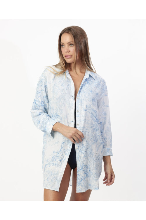 Camicia Donna Admas 19982 Abito Camicia Orientale Maniche Lunghe Blu