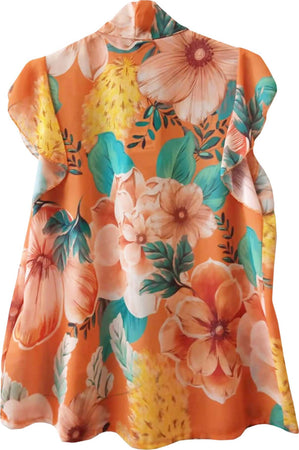 Camicia Donna Smanicata Fantasia fiori Camicetta Made in Italy Senza Maniche Volant Top Made in Italy Estivo ART. 217701 maglia donna L'Orchidea - Siderno, Commerciovirtuoso.it