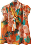 Camicia Donna Smanicata Fantasia fiori Camicetta Made in Italy Senza Maniche Volant Top Made in Italy Estivo ART. 217701 maglia donna L'Orchidea - Siderno, Commerciovirtuoso.it