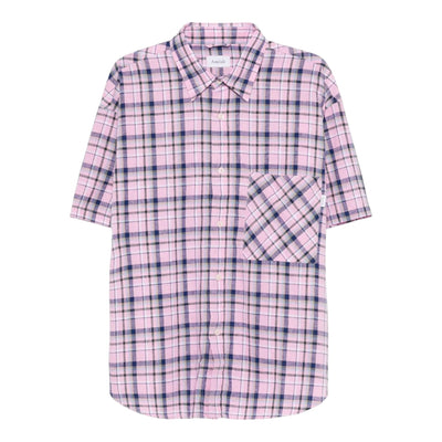 AMISH camicia dropped man amish cotton linen check - washed rose da uomo