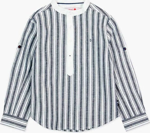 Camicia in Lino Ragazzo Righe Collo alla Coreana Camicia Blu e Bianca Bambino Camicia Casual Estiva a Righe Larghe camicia bambino/ragazzo Piccole Canaglie - Tropea, Commerciovirtuoso.it