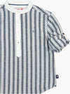 Camicia in Lino Ragazzo Righe Collo alla Coreana Camicia Blu e Bianca Bambino Camicia Casual Estiva a Righe Larghe camicia bambino/ragazzo Piccole Canaglie - Tropea, Commerciovirtuoso.it