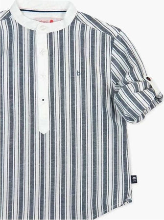 Camicia in Lino Ragazzo Righe Collo alla Coreana Camicia Blu e Bianca Bambino Camicia Casual Estiva a Righe Larghe camicia bambino/ragazzo Piccole Canaglie - Tropea, Commerciovirtuoso.it