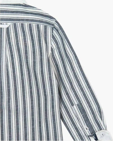 Camicia in Lino Ragazzo Righe Collo alla Coreana Camicia Blu e Bianca Bambino Camicia Casual Estiva a Righe Larghe camicia bambino/ragazzo Piccole Canaglie - Tropea, Commerciovirtuoso.it