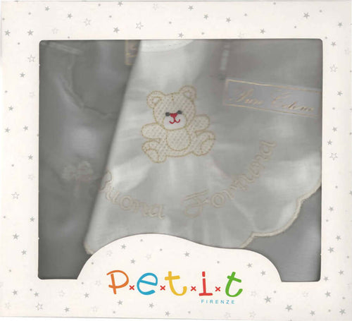 art. 136 Camicia Neonato set camicina seta + bavaglino cotone porta fortuna Petit bianco ed ecru' art.136 camicina +bavaglino biancoe ricami ecru' L'Orchidea - Siderno, Commerciovirtuoso.it
