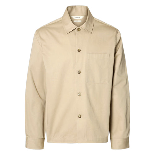 SELECTED HOMME camicia selected homme tate heavy twill overshirt ls - beige da uomo