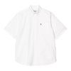 CARHARTT WIP camicia s/s braxton shirt - white / black da uomo
