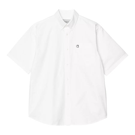 CARHARTT WIP camicia s/s braxton shirt - white / black da uomo