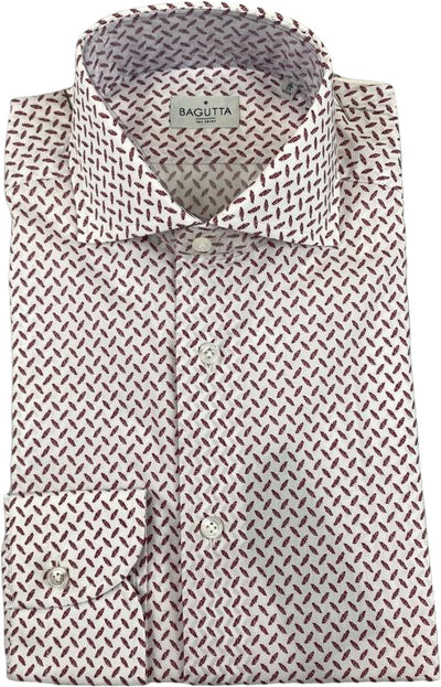 Camicia uomo Bagutta  -  Fantasia  - Colore bianco/rosso