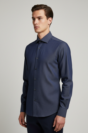 Camicia uomo Bagutta  - Tinta unita - Colore denim/grigio - slim