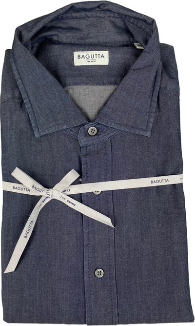 Camicia uomo Bagutta  -  Tinta unita - Colore denim/grigio - slim