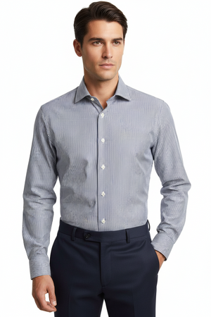 Camicia uomo Bagutta - Fantasia mille righe - Colore bianco/grigio