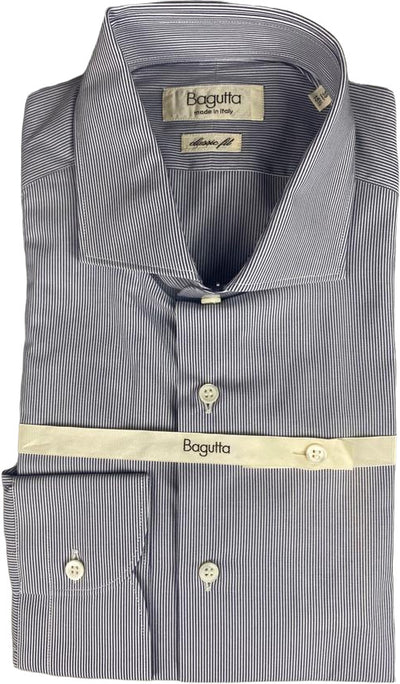 Camicia uomo Bagutta - Fantasia mille righe - Colore bianco/grigio