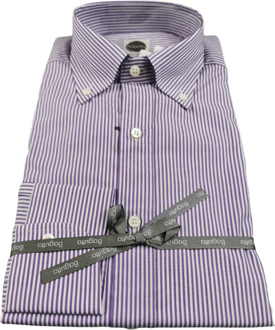 Camicia uomo Bagutta - Righe - Button down - bianco/lilla