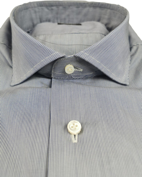Camicia uomo Barba - Fantasia millerighe - Collo francese - Colore bianco/denim