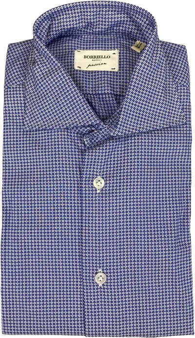 Camicia uomo Borriello Napoli - Fantasia micro rombi - Colore blu/bianco