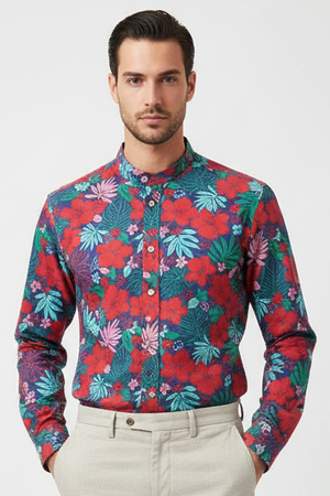 Camicia uomo Borriello - Fiori - Coreana