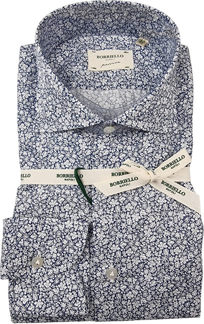 Camicia uomo Borriello - Fiori - Blu/bianco