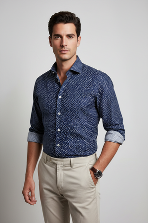 Camicia uomo Borriello - Stelle - Blu notte