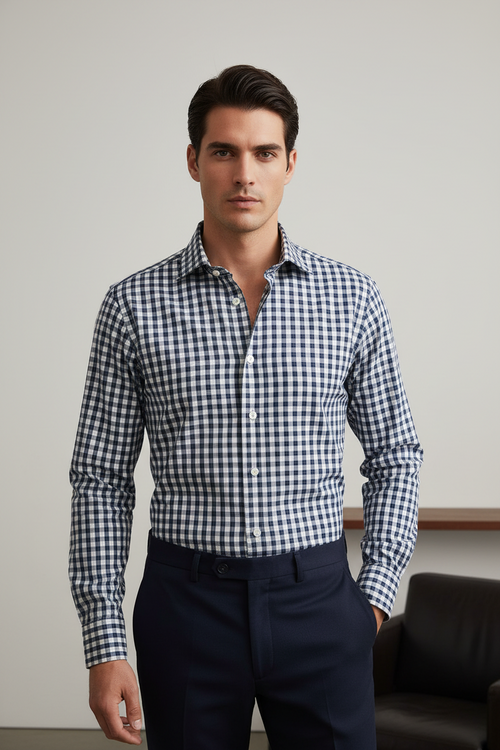 Camicia uomo Borriello -  Collo francese - quadri