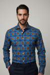 Camicia uomo Borriello - Fantasia quadri - Blu/marrone