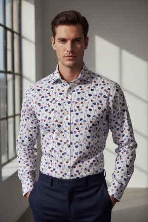 Camicia uomo Edizioni Limonaia - fiori - Bianco