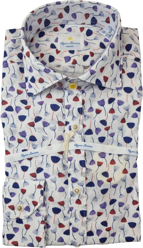 Camicia uomo Edizioni Limonaia - fiori - Bianco