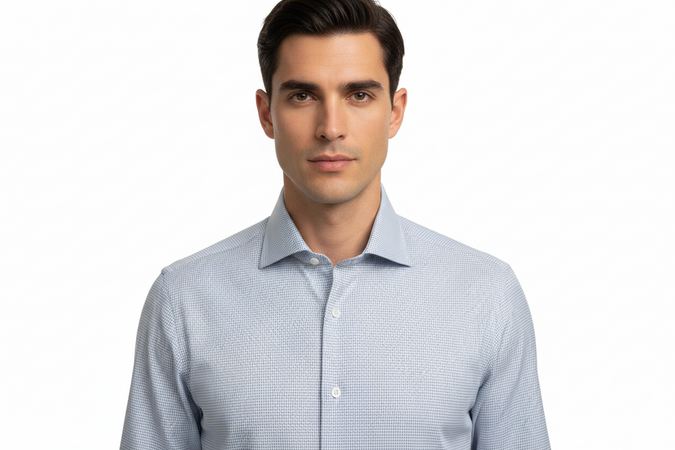 Camicia uomo Sonrisa -  fantasia - collo francese - colore celeste/bianco