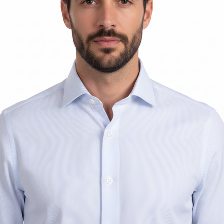 Camicia uomo Sonrisa -  Fantasia righe -  collo francese - colore bianco/azzurro