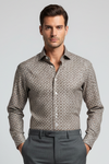 Camicia uomo Sonrisa - Fantasia - collo francese - Marrone/celeste/beige
