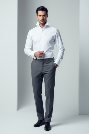 Camicia uomo Sonrisa - Tinta unita - Bianco collo francese