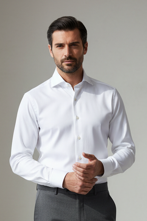 Camicia uomo Sonrisa - Tinta unita - Collo francese - Bianco