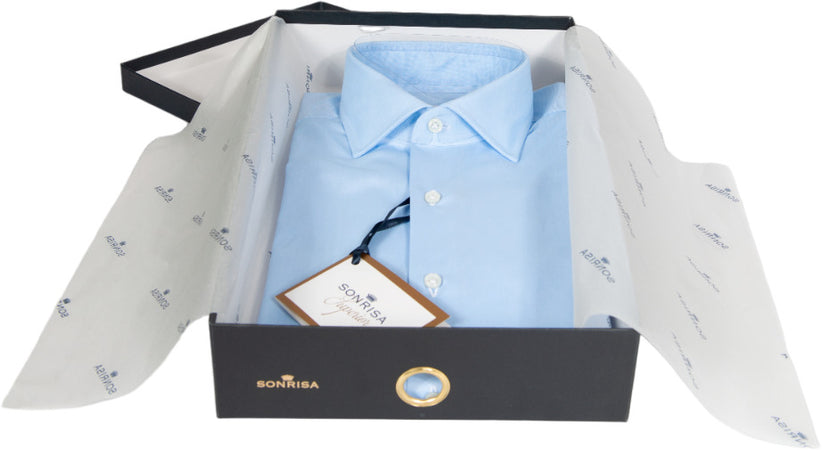 Camicia uomo Sonrisa - Tinta unita - Collo francese - Celeste
