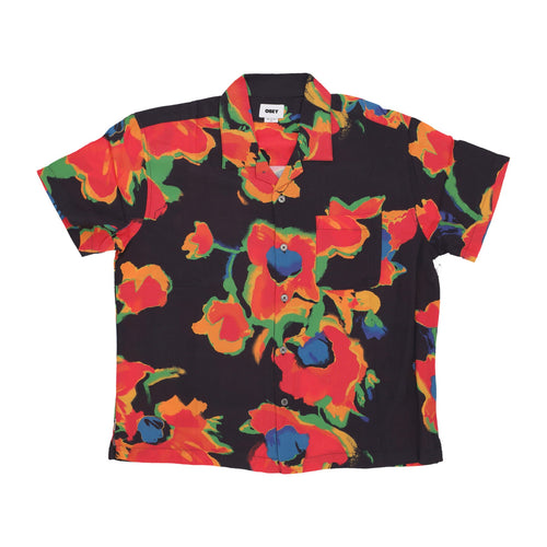 OBEY Camicia Manica Corta Uomo Acrylic Flower Woven Black Multi da uomo