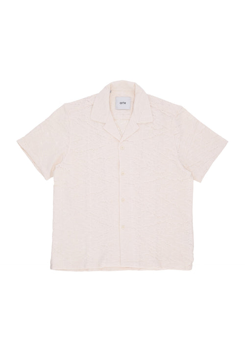 ARTE Camicia Manica Corta Uomo Crochet Shirt Cream da uomo