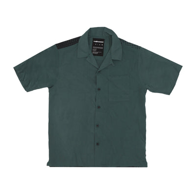 THE HUNDREDS Camicia Manica Corta Uomo Face Woven Forest Green da uomo