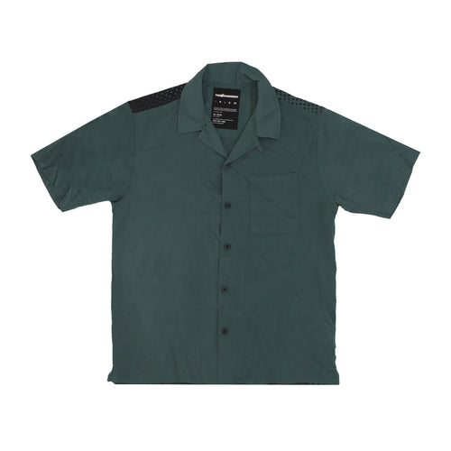 THE HUNDREDS Camicia Manica Corta Uomo Face Woven Forest Green da uomo