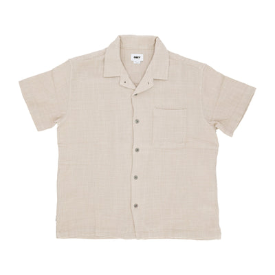 OBEY Camicia Manica Corta Uomo Feather Woven Shirt Silver Grey da uomo