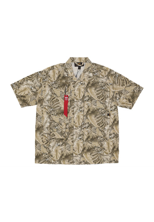 ALPHA INDUSTRIES Camicia Manica Corta Uomo Honolulu Safari Shirt Sand Camo da uomo