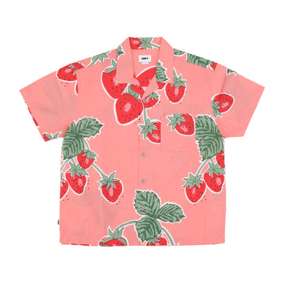 OBEY Camicia Manica Corta Uomo Jumbo Berries Wove Shirt Flamingo Pink Multi da uomo