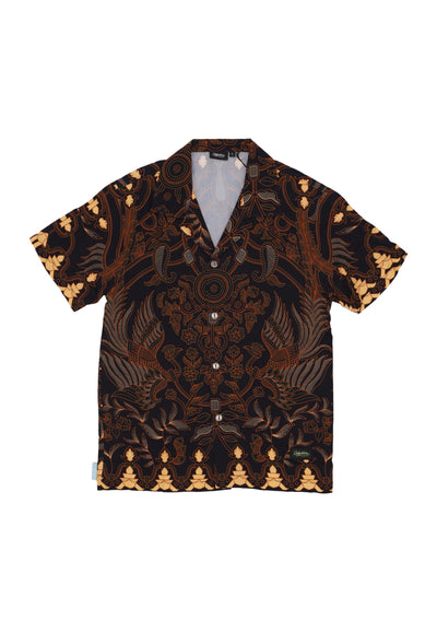DOLLY NOIRE Camicia Manica Corta Uomo Nomadic Batik Bowling Shirt Brown da uomo