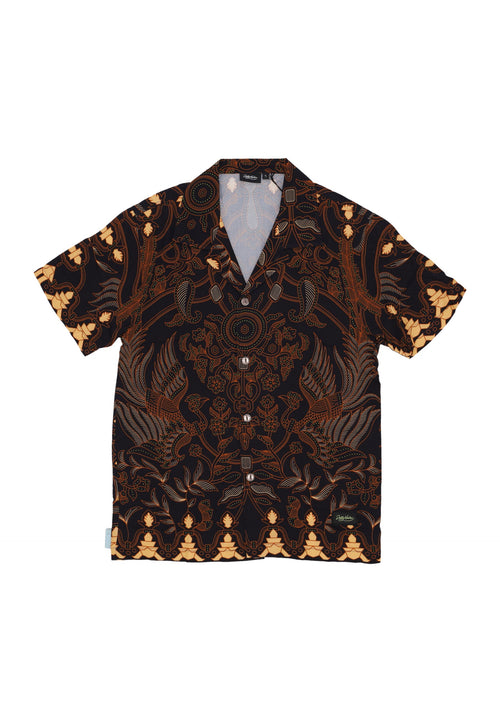DOLLY NOIRE Camicia Manica Corta Uomo Nomadic Batik Bowling Shirt Brown da uomo