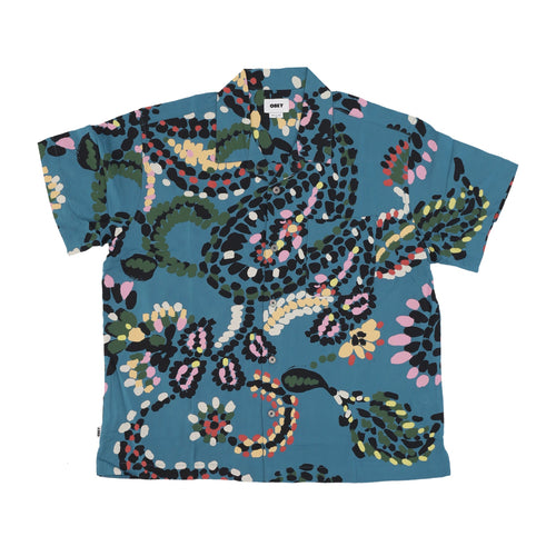 OBEY Camicia Manica Corta Uomo Paisley Dots Woven Shirt Dragon Fly Multi da uomo