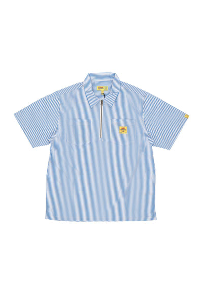 ICE CREAM Camicia Manica Corta Uomo Quarter Zip Work Shirt Blue Stripe da uomo