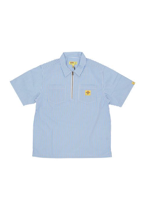 ICE CREAM Camicia Manica Corta Uomo Quarter Zip Work Shirt Blue Stripe da uomo
