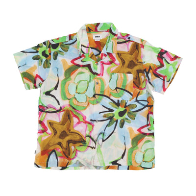 OBEY Camicia Manica Corta Uomo Requiem Woven Shirt Golden Brown Multi da uomo