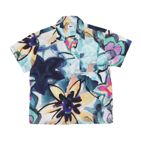 OBEY Camicia Manica Corta Uomo Requiem Woven Shirt Strong Blue Multi da uomo