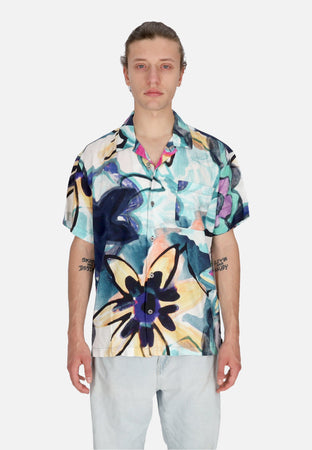 OBEY Camicia Manica Corta Uomo Requiem Woven Shirt Strong Blue Multi da uomo